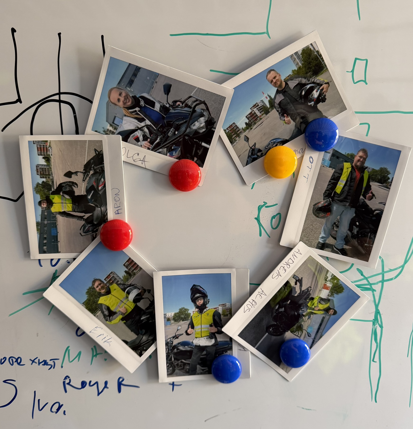 Students on motorcycles