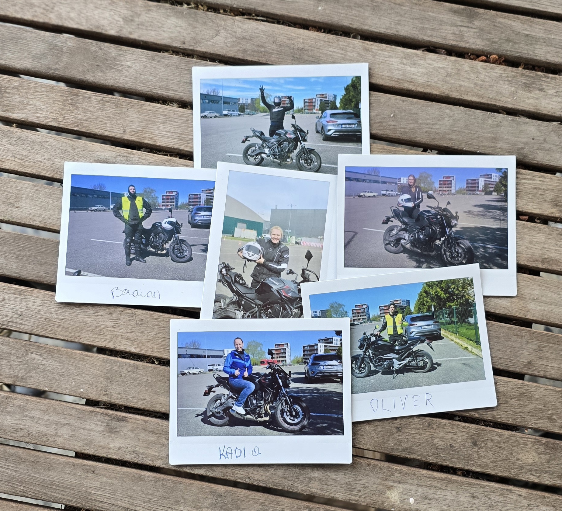 Students on motorcycles
